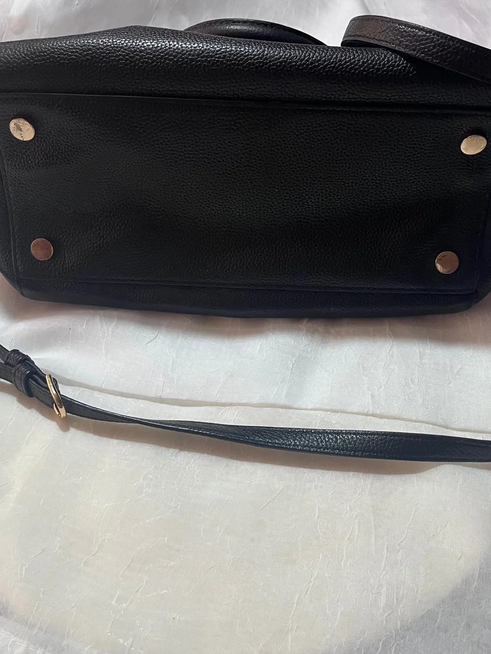 MICHAEL KORS Black Leather Satchel with Gold Hardware